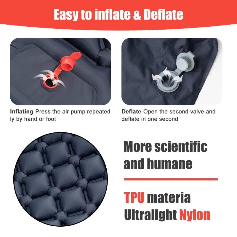 Camping Inflatable Mattress Built-in Pump Ultralight  With Headrest
