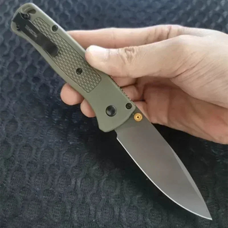 Folding Blue/khaki Handle Knife 440C Blade