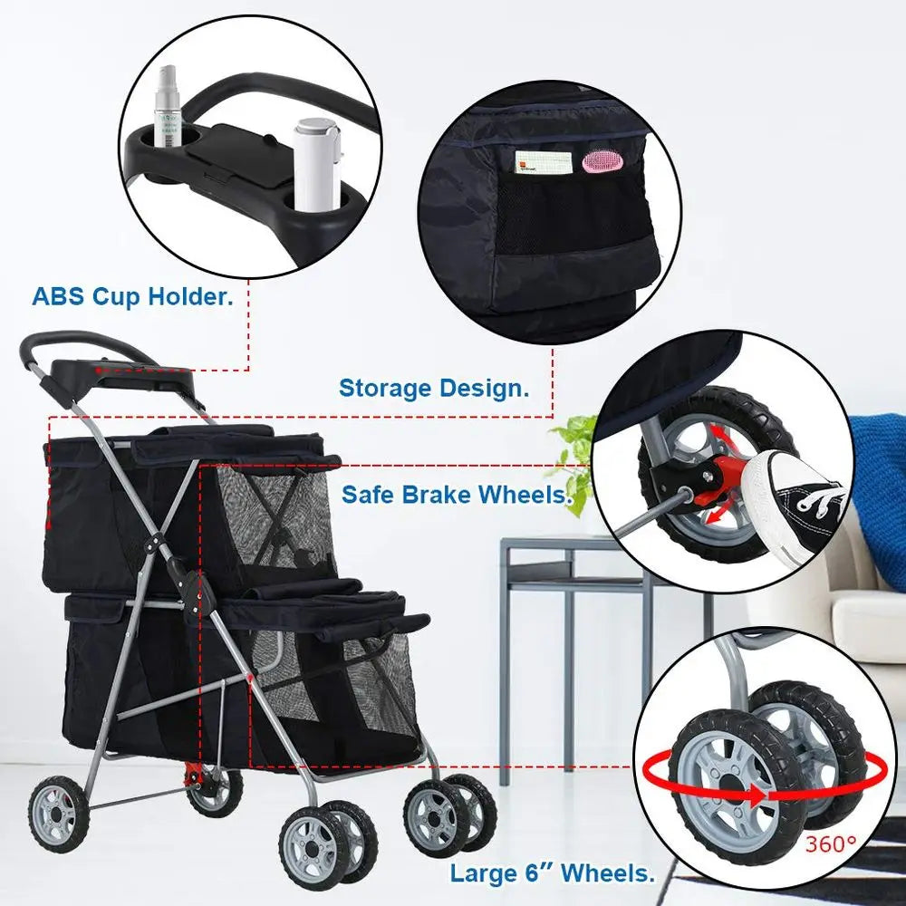Folding Stroller for Small Medium Dogs Cats