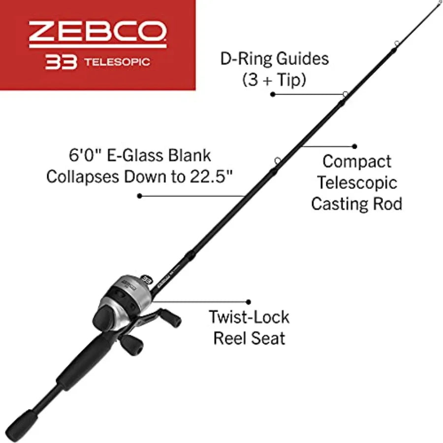 33 Spinning Reel and Telescopic Fishing Rod Combo