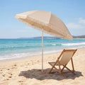 7FT Beach Umbrella with Fringe, Outdoor Boho Umbrella with Tassels, Push Button Tilt, Sand Anchor, 16 Ribs, Vintage Patio Umbre