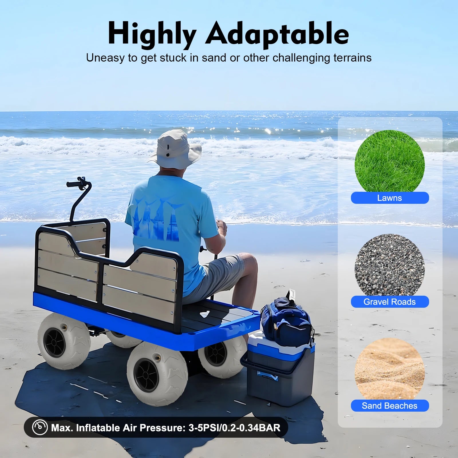 9 inch 2x Beach Cart Wheels Inflatable Wheels Replacement Balloon Beach Tire