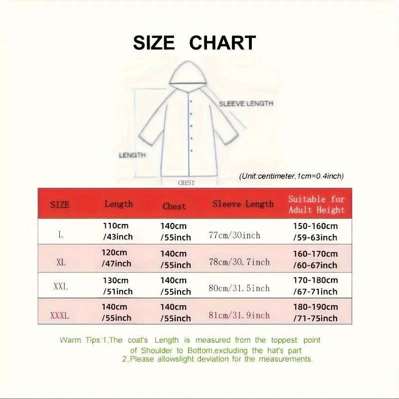 Black Fashion Adult Waterproof Hooded Raincoat