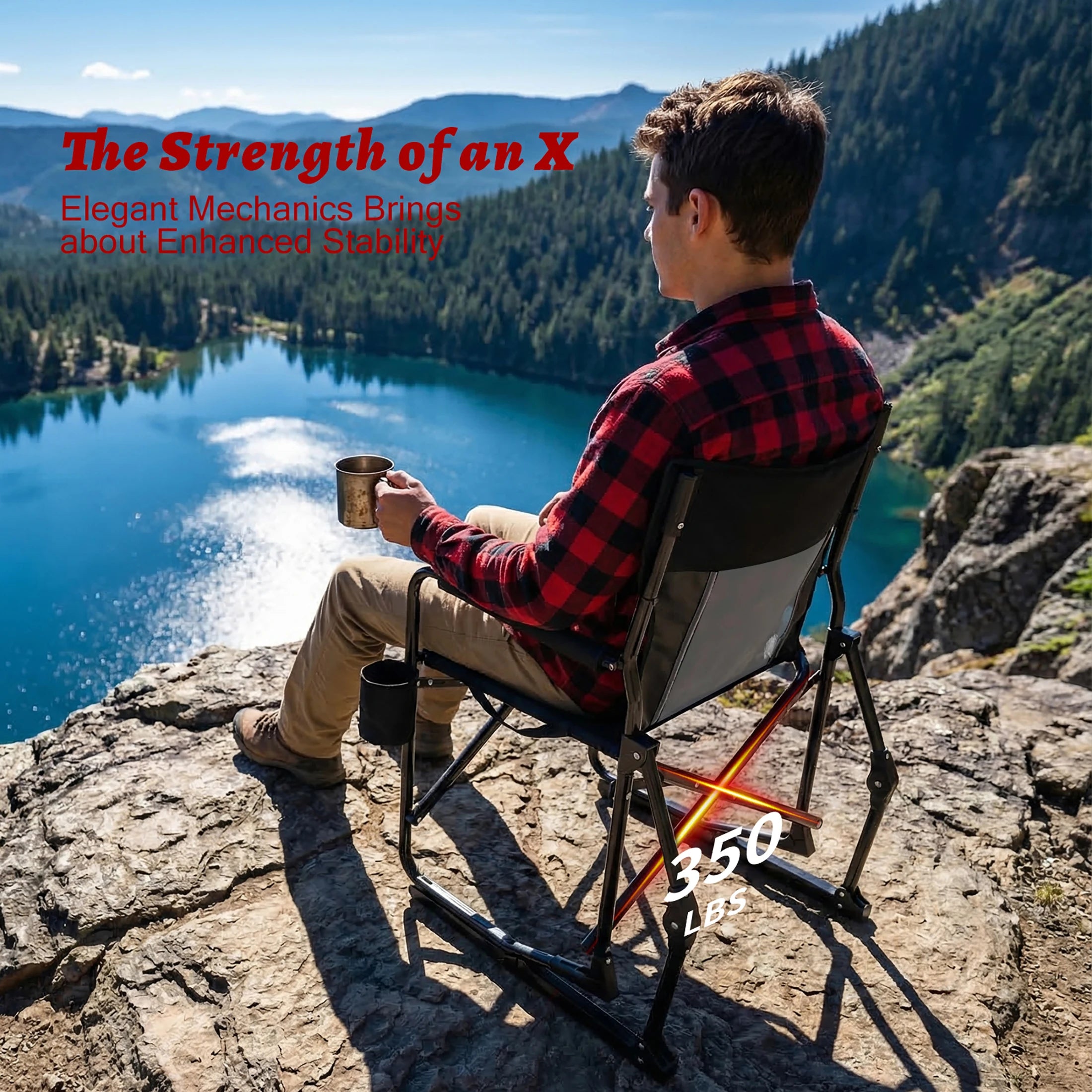 Folding Rocking Chair Portable Camping Patio Lounge Chair