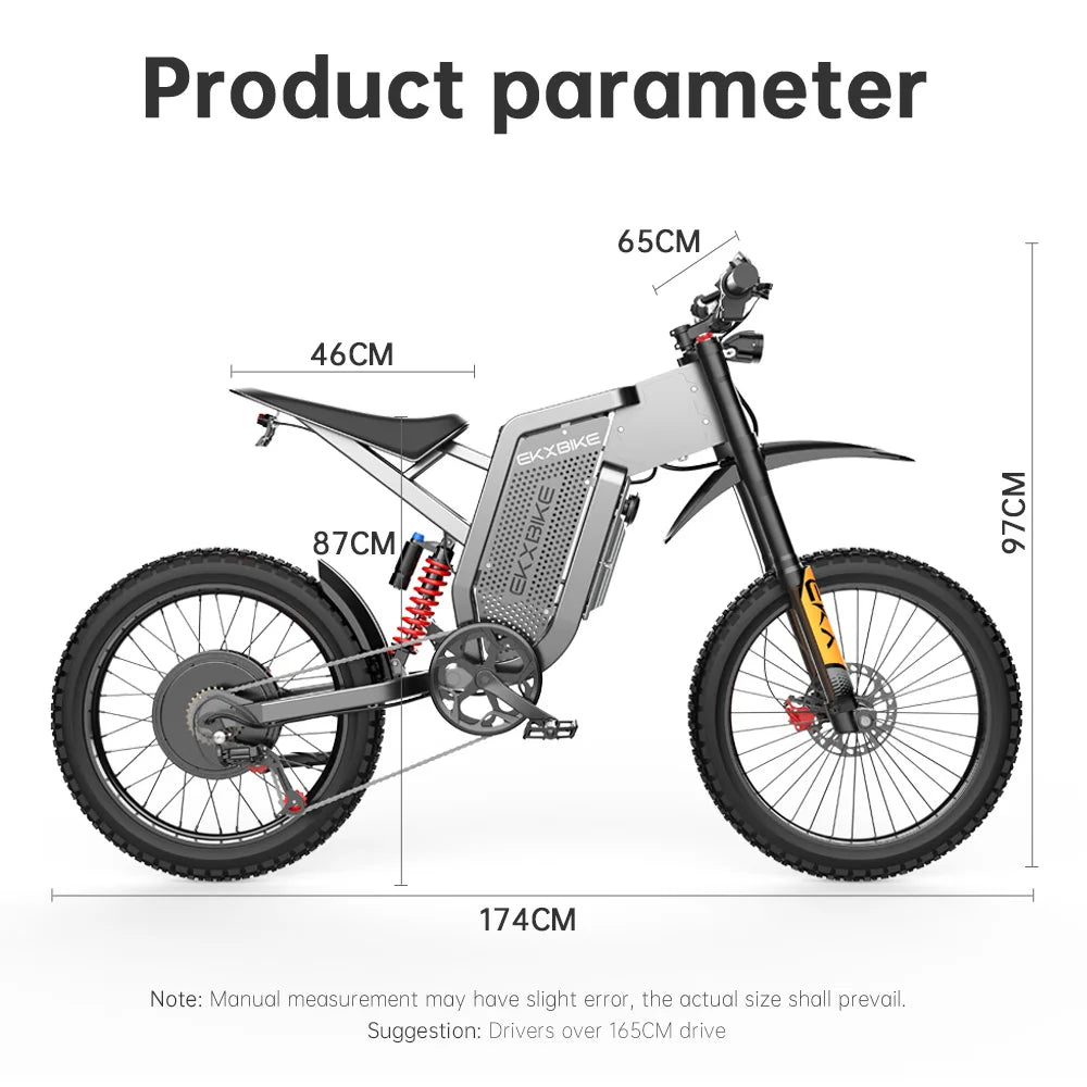 Adult Off Road Electric Bicycle 3000W Motors 60V30AH Lithium Battery Speed 85Kmh