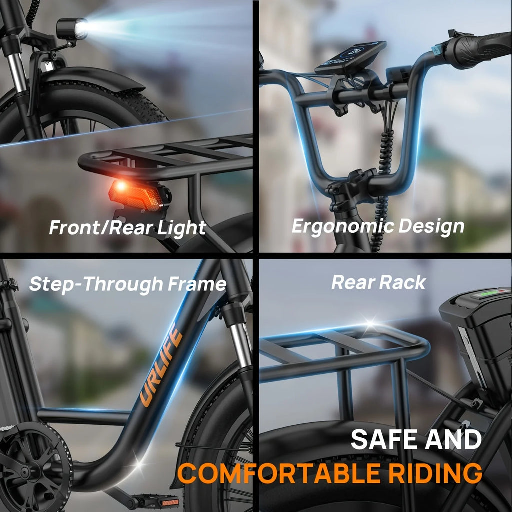 1000W E20 Electric Bike | 48V 13Ah Removable Battery, 28MPH, 7-Speed E-Bike with Dual Disc Brake