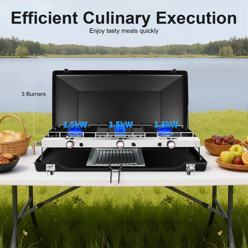 Portable propane butane 3-Burner Outdoor Stove