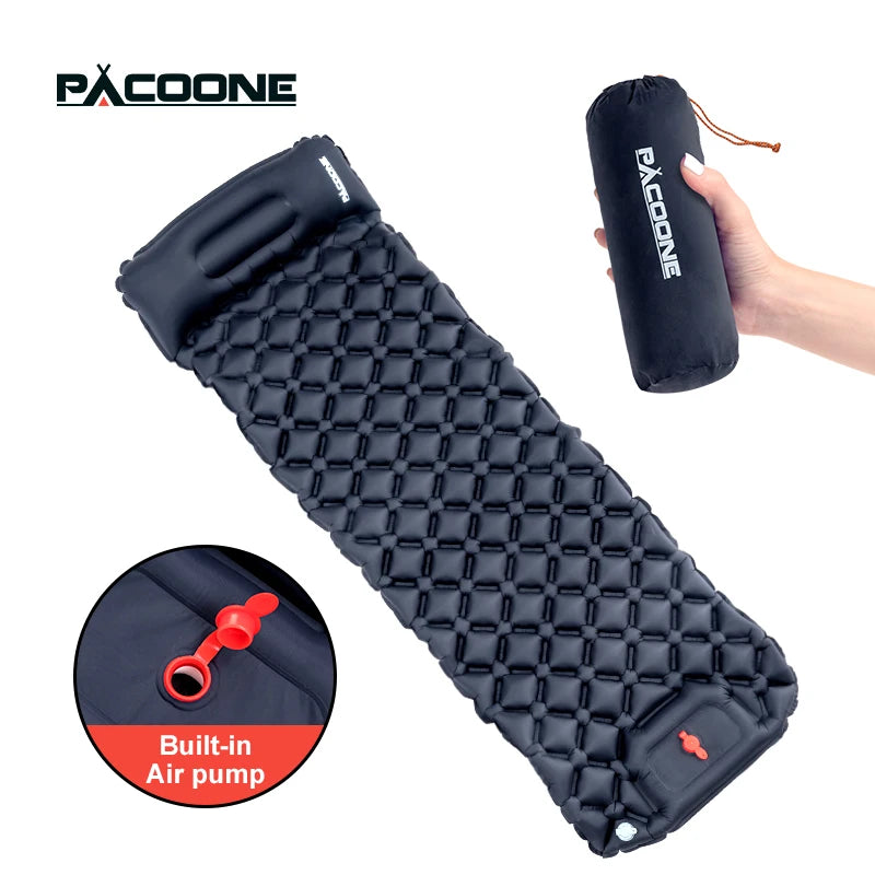 Camping Inflatable Mattress Built-in Pump Ultralight  With Headrest