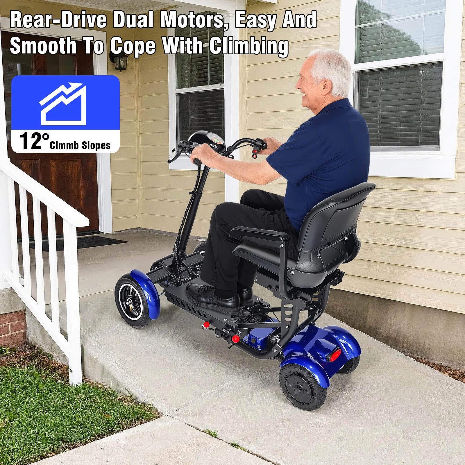 4-Wheel Folding Electric Scooter for Seniors, 750W Motor 36V15.6AH Battery
