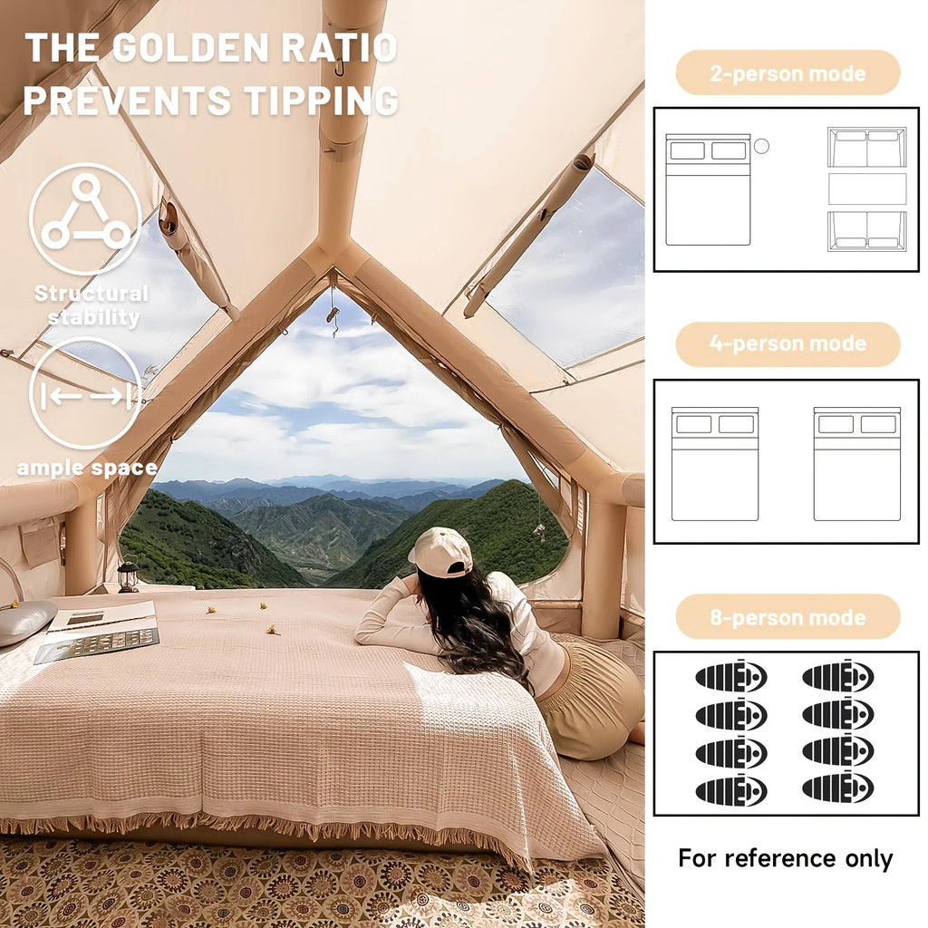 Large Inflatable Camping Tent with Skylight,  Breathable Mesh Design, Summer