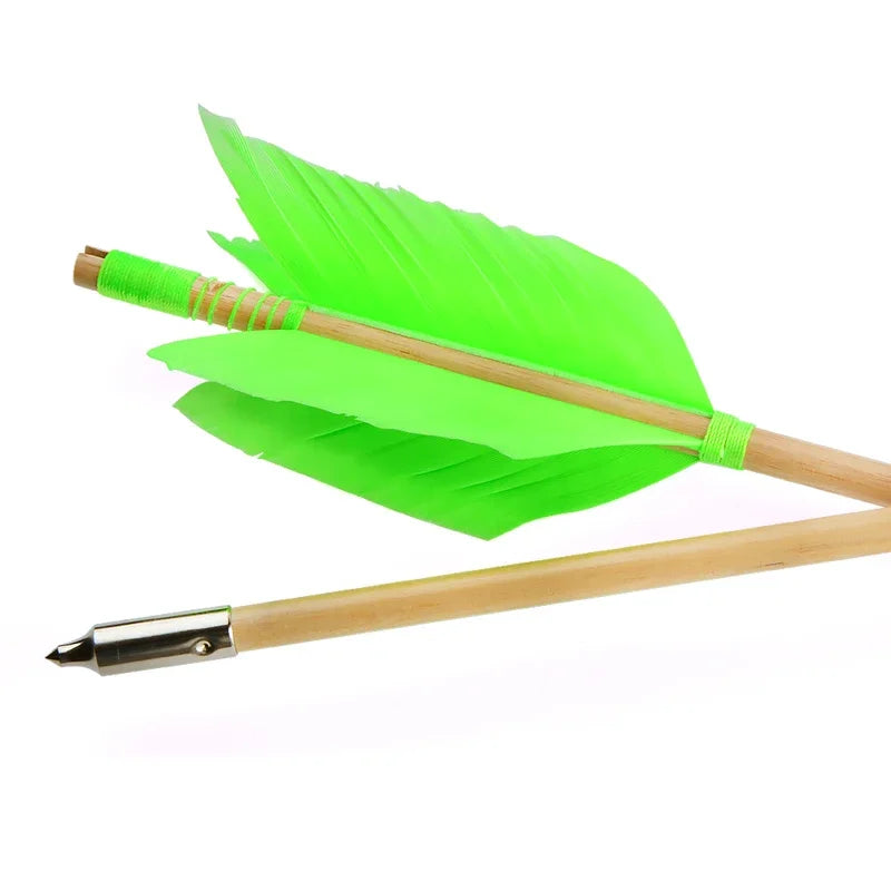12pcs 32" Archery 8.5mm Wooden Arrow Recurve Traditional Bow Shooting White Wood Arrows Turkey Feathers Bow Hunting Accessories