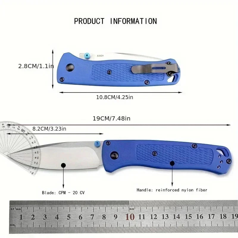 Folding Blue/khaki Handle Knife 440C Blade