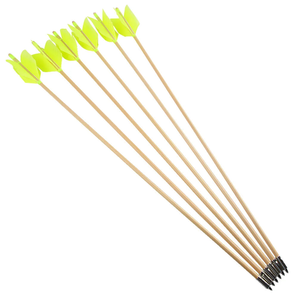12pcs 32" Archery 8.5mm Wooden Arrow Recurve Traditional Bow Shooting White Wood Arrows Turkey Feathers Bow Hunting Accessories
