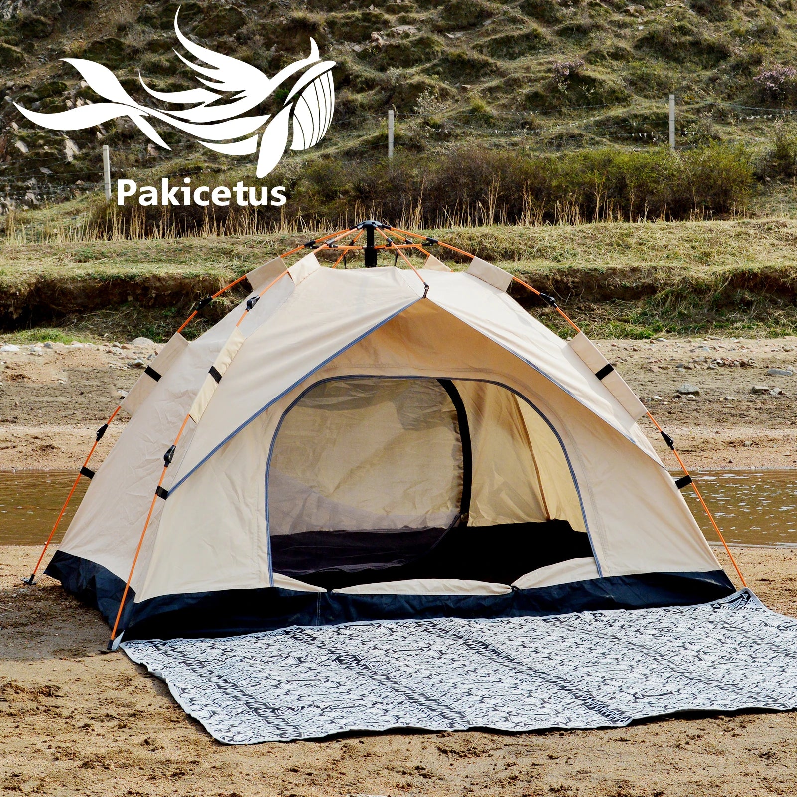 Instant Golden Tent - Portable 3-4 Person Sun & Rain Shelter