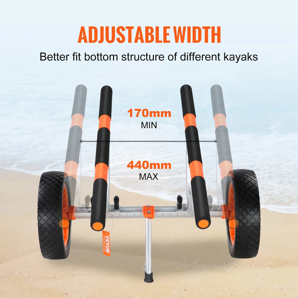 450lbs Kayak Cart with 12'' Solid Tire Adjustable Width