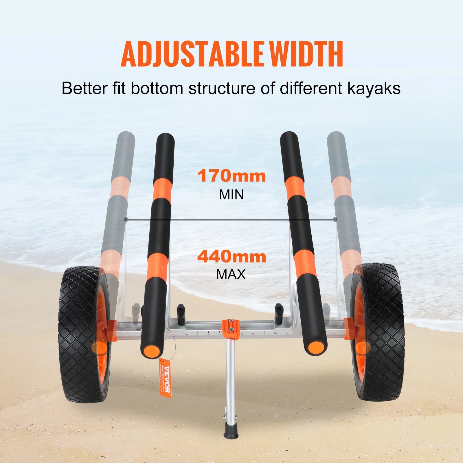 450lbs Kayak Cart with 12'' Solid Tire Adjustable Width