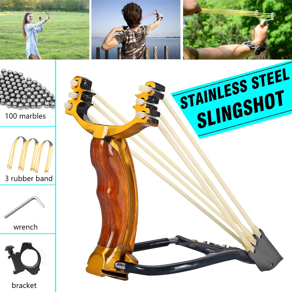 Precision Outdoor Slingshot with Alloy Wooden Handle
