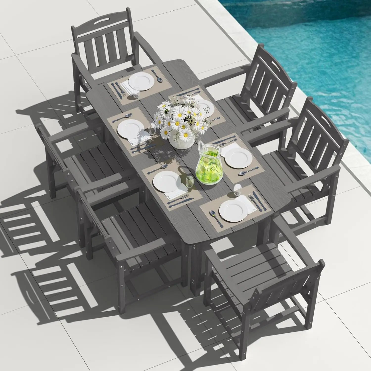 Outdoor Patio Dining Set with Table & 6 Chairs, All-Weather