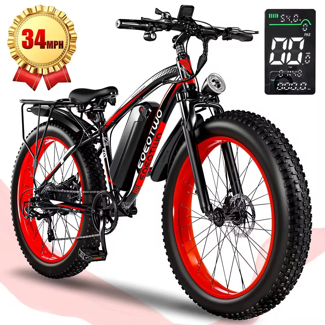 Adult 1500W 48V 15Ah Battery 26" 4.0 Fat Tire 34MPH Mountain Off-Road EBike