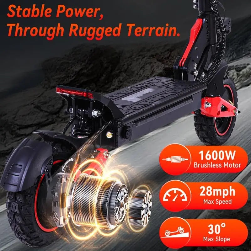 1600W Motor Adult Electric Scooter Top Speed 32MPH, 48V18AH, 11-inch Off-Road