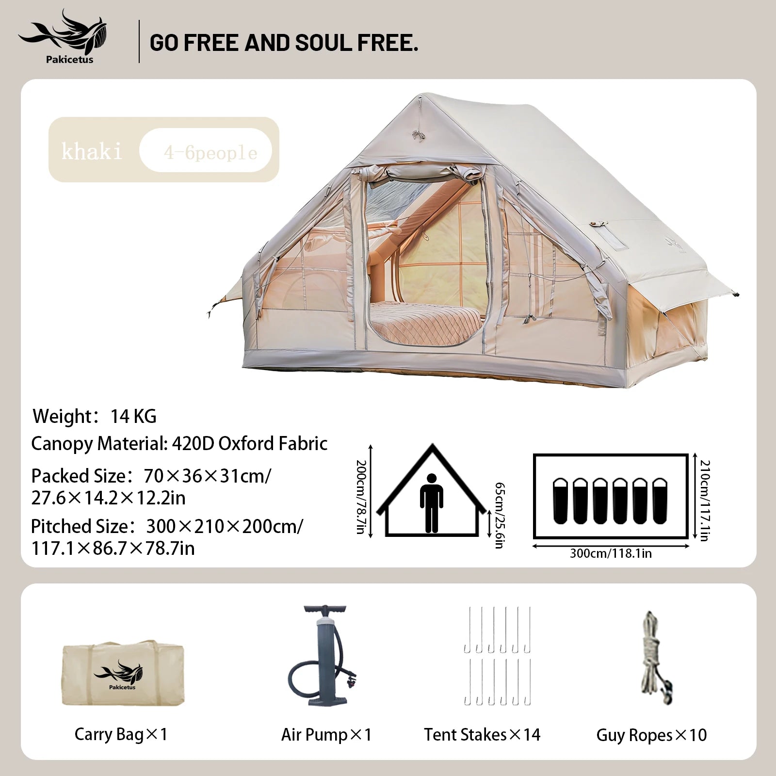 Large Inflatable Camping Tent with Skylight,  Breathable Mesh Design, Summer