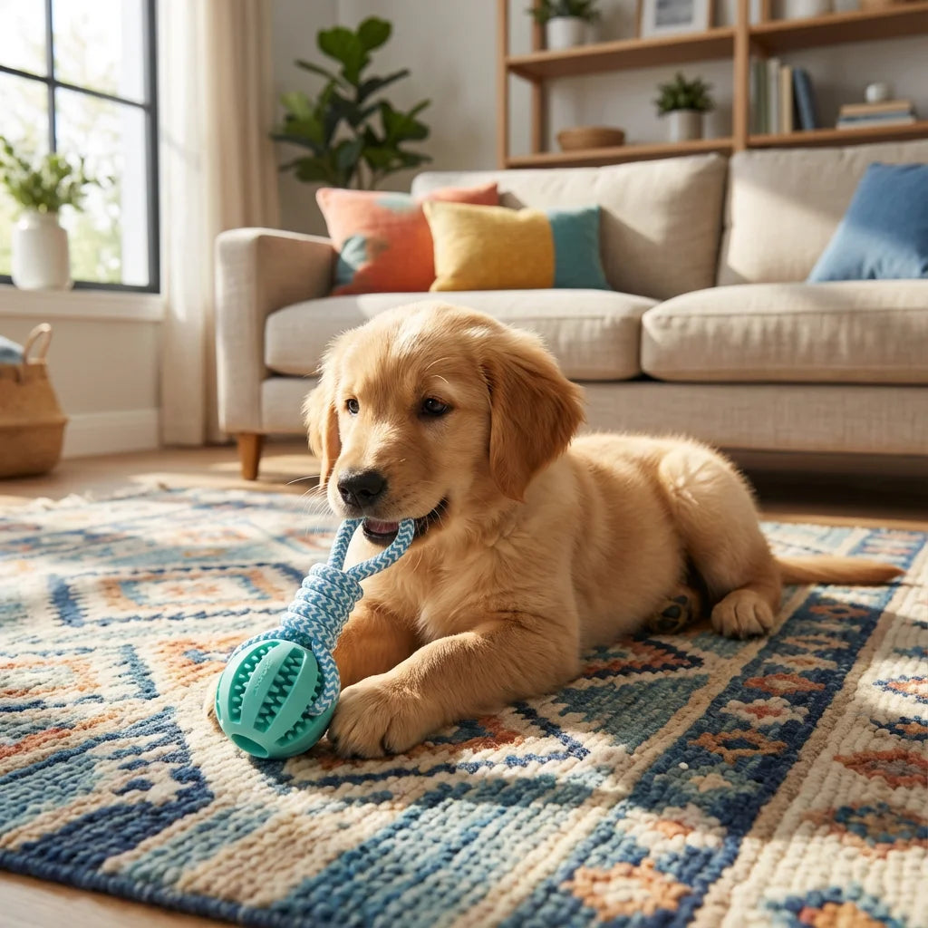 Cotton Rope & Rubber Dog Chew Ball