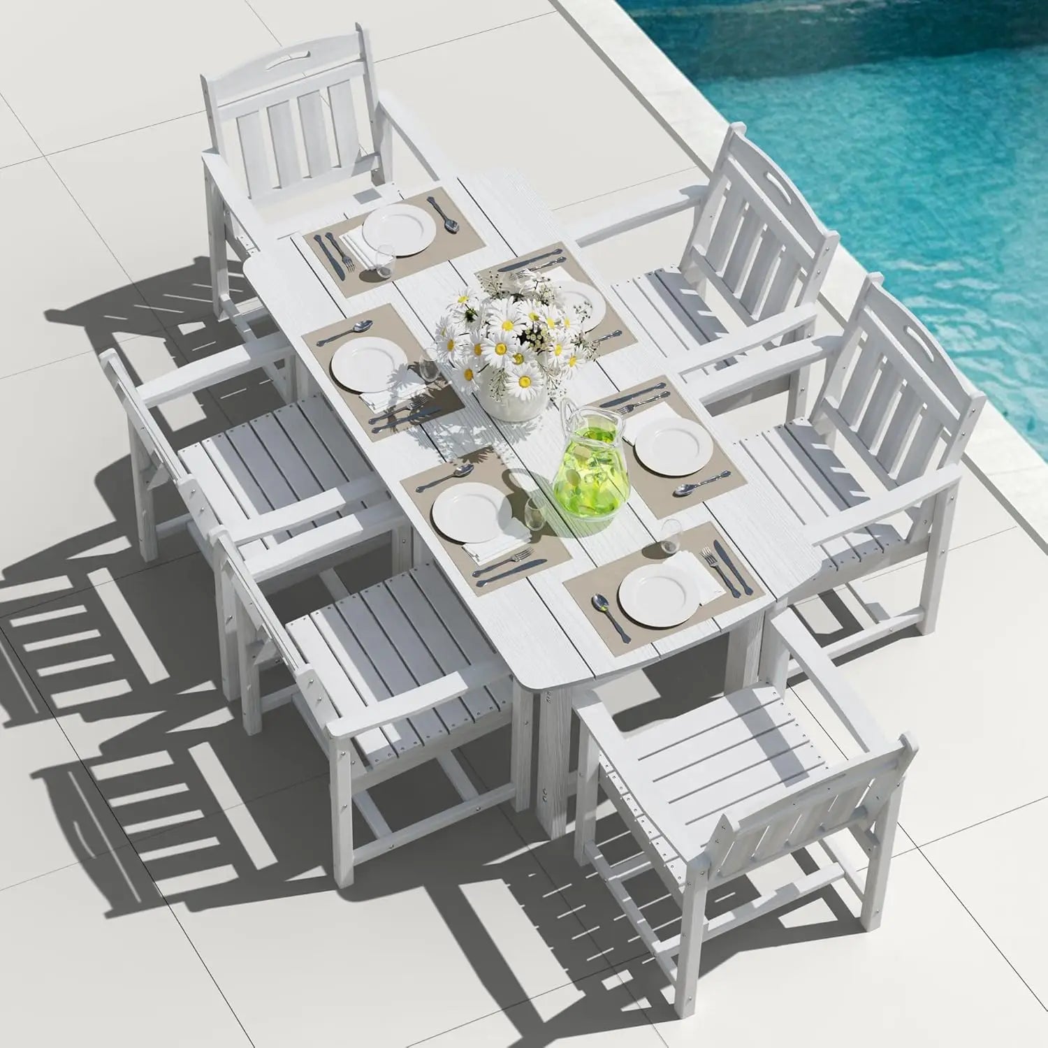 Outdoor Patio Dining Set with Table & 6 Chairs, All-Weather