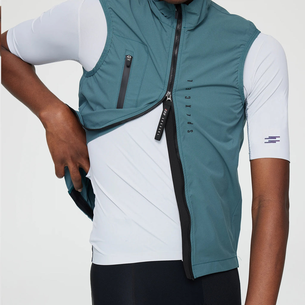 SPEXCEL All Season Classic Lightweight Windproof cycling Vest Men's  Wind Jacket Stretch fabric With Two Way Zipper