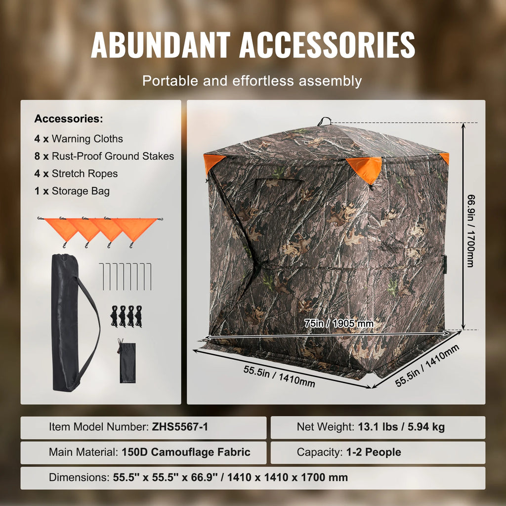 Hunting Blind  270° See Through Ground Blind 1-2 Person