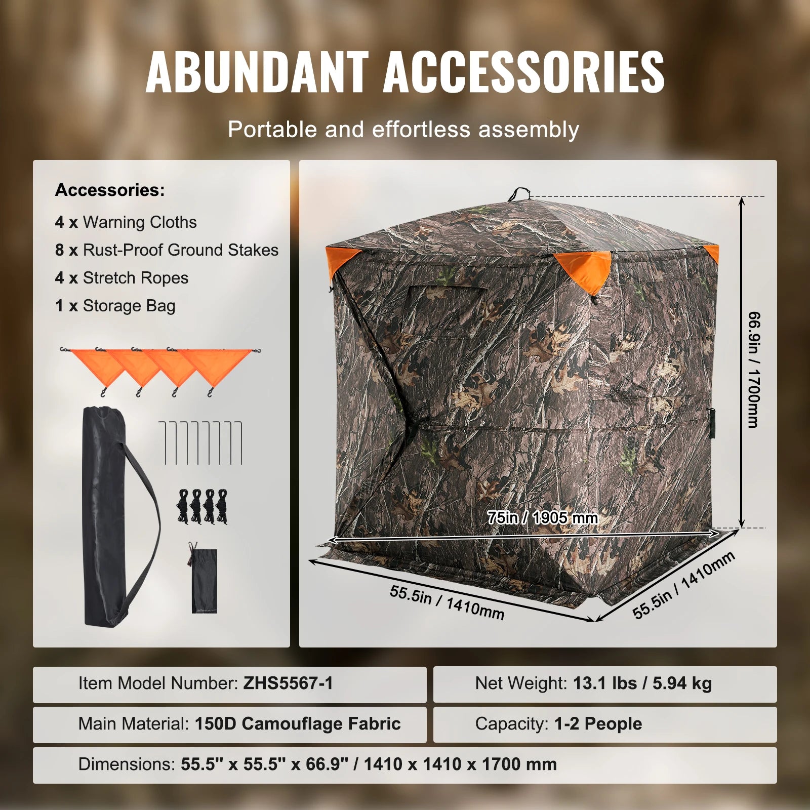 Hunting Blind  270° See Through Ground Blind 1-2 Person