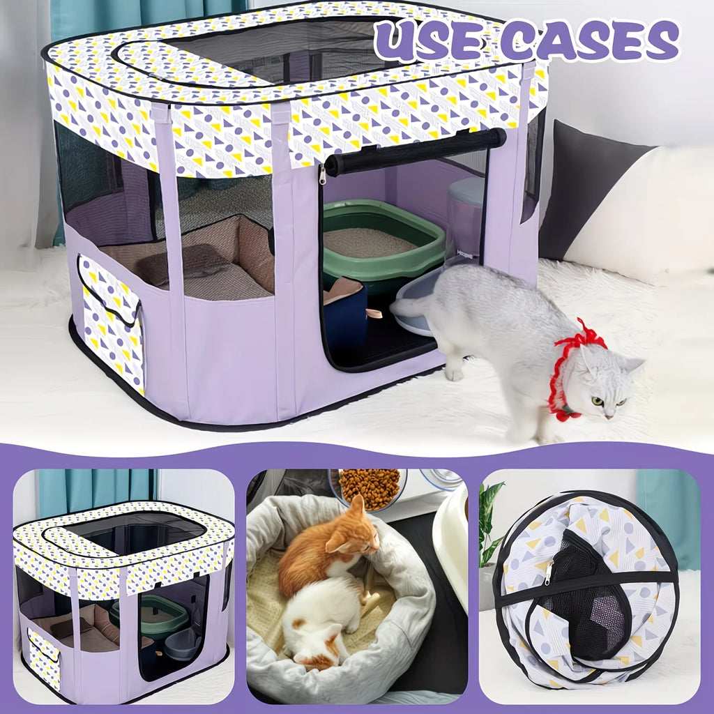 Fashionable Foldable Rectangular Pet Cage (M/XL) for Dogs & Cats, Pet House & Playpen, Portable Tent Fence for Puppies & Kittens