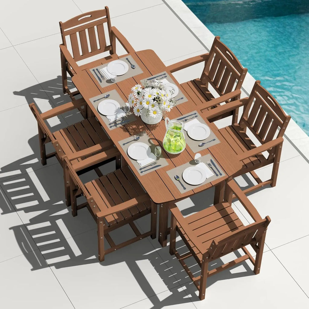 Outdoor Patio Dining Set with Table & 6 Chairs, All-Weather
