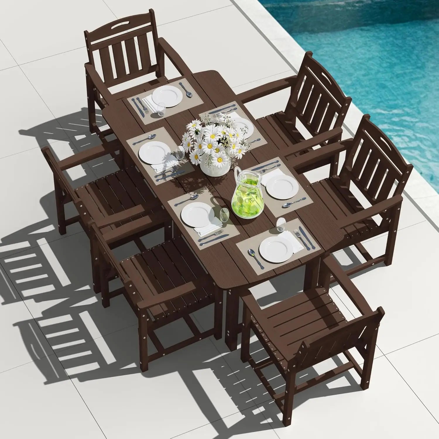 Outdoor Patio Dining Set with Table & 6 Chairs, All-Weather