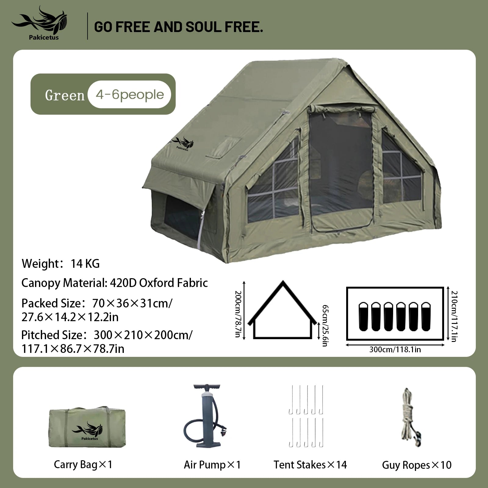Large Inflatable Camping Tent with Skylight,  Breathable Mesh Design, Summer