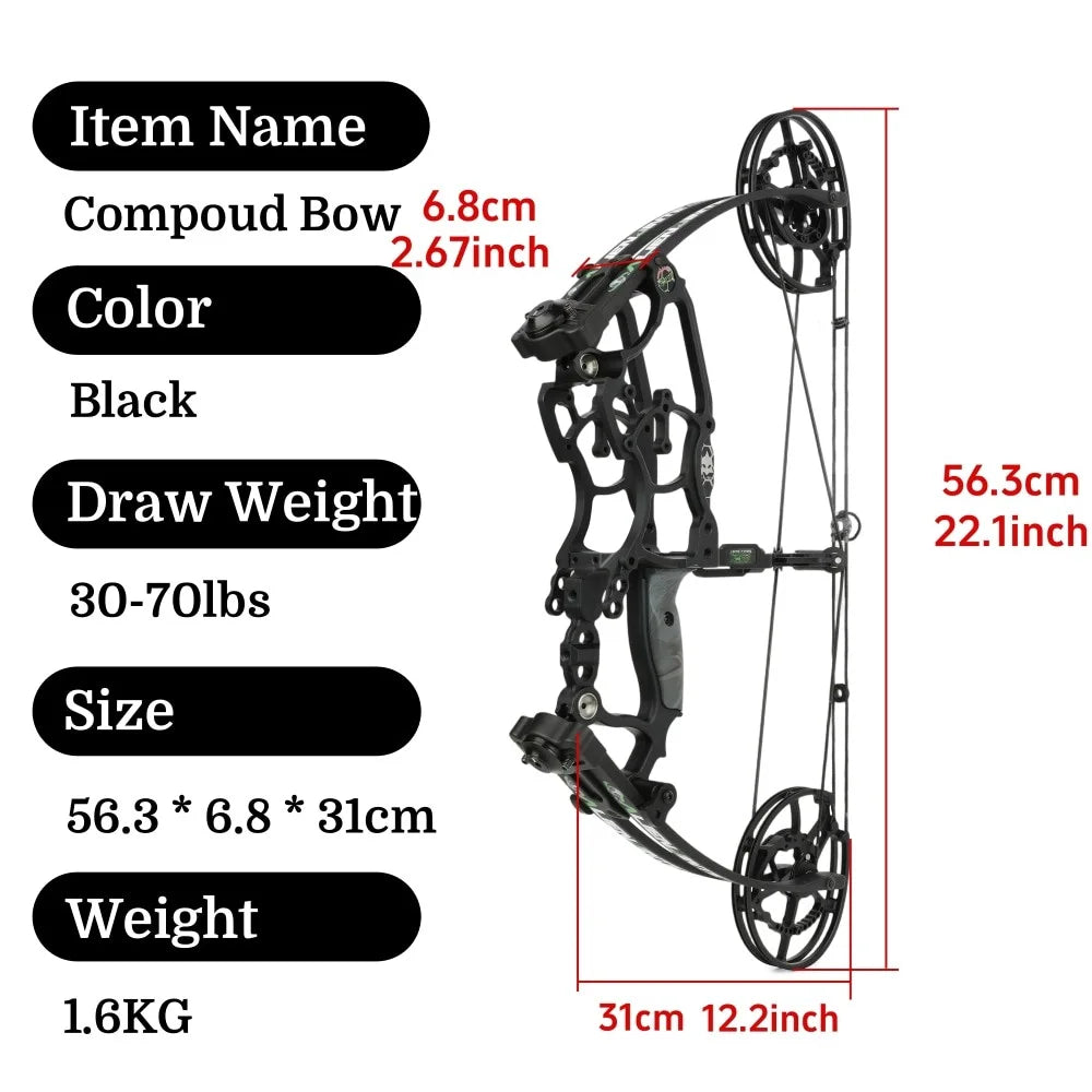 Compound Bow Dual-Use Steel Ball & Arrow Kit 30-70LBS Adjustable Draw Weight Right/Left Hand
